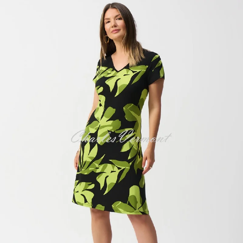 Joseph Ribkoff Tropical Print Dress - Style 251200 Cowl Neckline Elegant