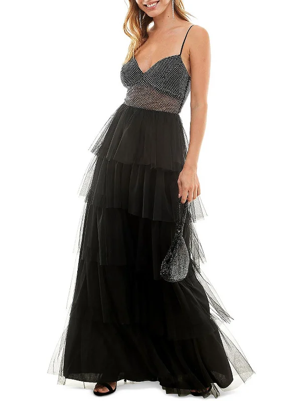 Juniors Womens Embellished Tiered Evening Dress Tunics Versatile functional