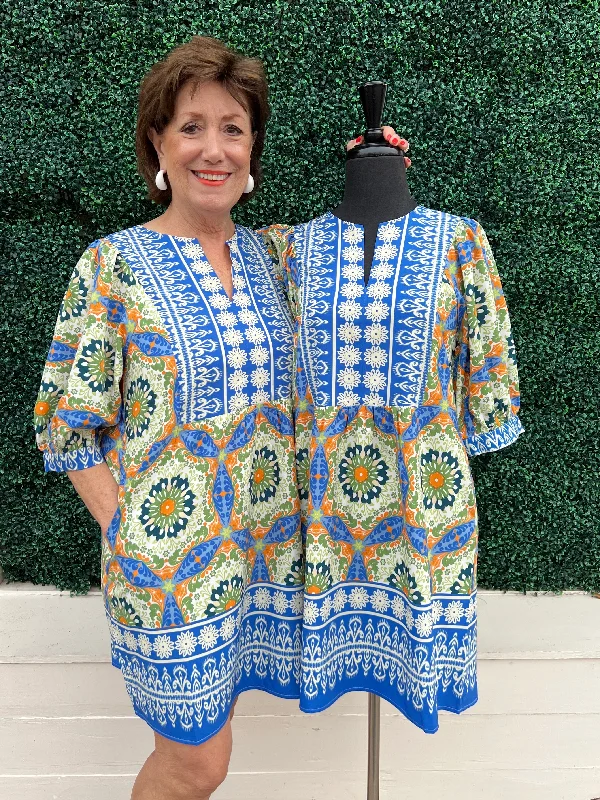 Kaleidoscope Print Dress Tunics Practical easy-care