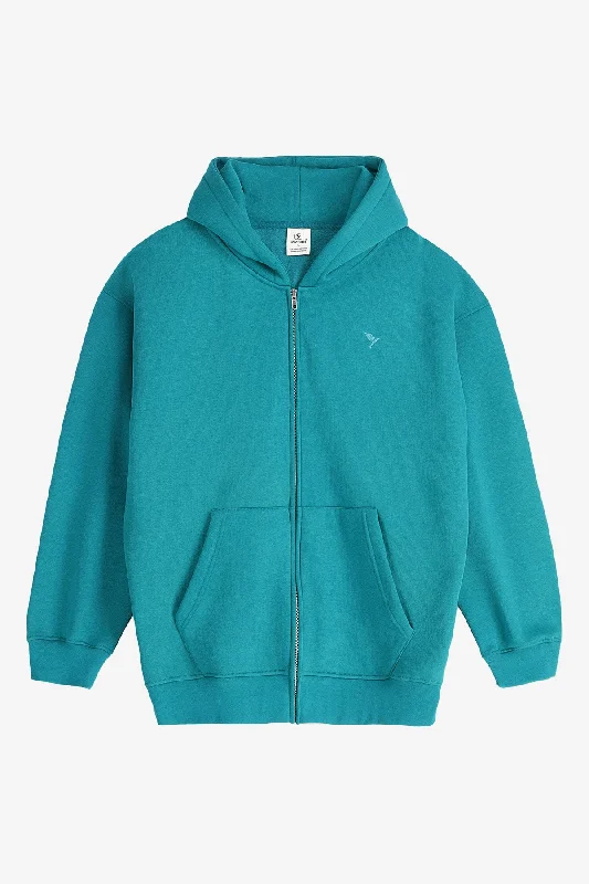 Teal Relaxed Fit Zip Through hoodie - S24 - UH0018R Hoodie with Set-In Sleeves Structured Classic Teal Relaxed Fit Zip Through hoodie - S24 - UH0018R Hoodie with Set-In Sleeves Structured Classic