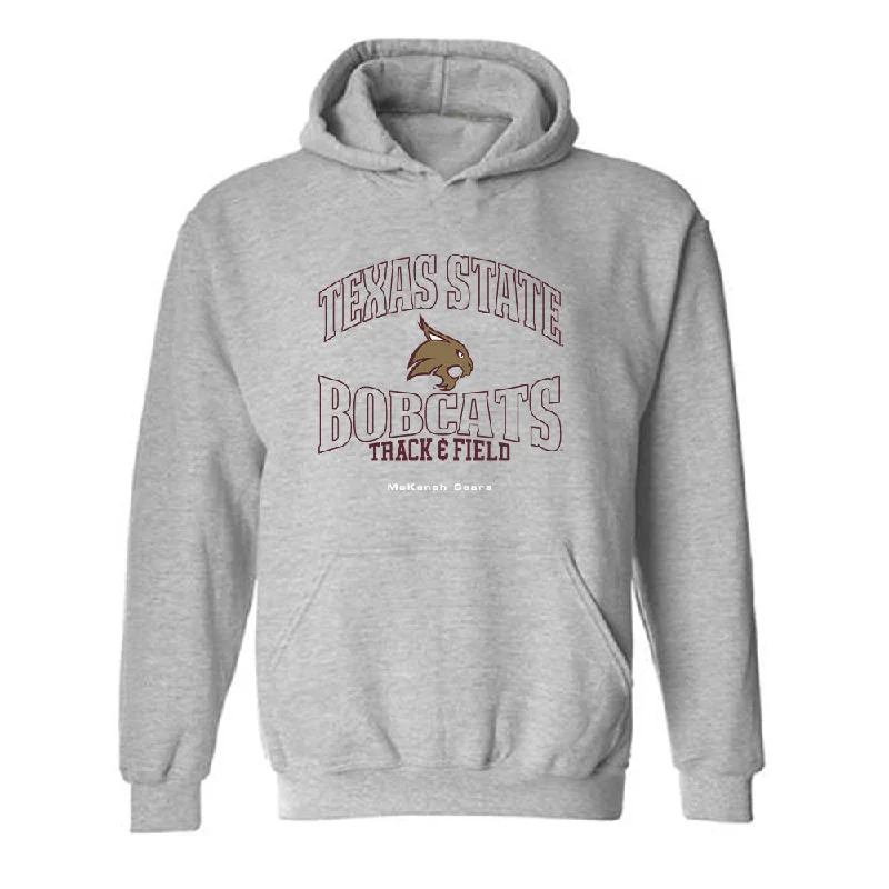 Texas State - NCAA Women's Track & Field : McKenah Sears - Hooded Sweatshirt Hoodie with Frayed Bohemian Relaxed Texas State - NCAA Women's Track & Field : McKenah Sears - Hooded Sweatshirt Hoodie with Frayed Bohemian Relaxed