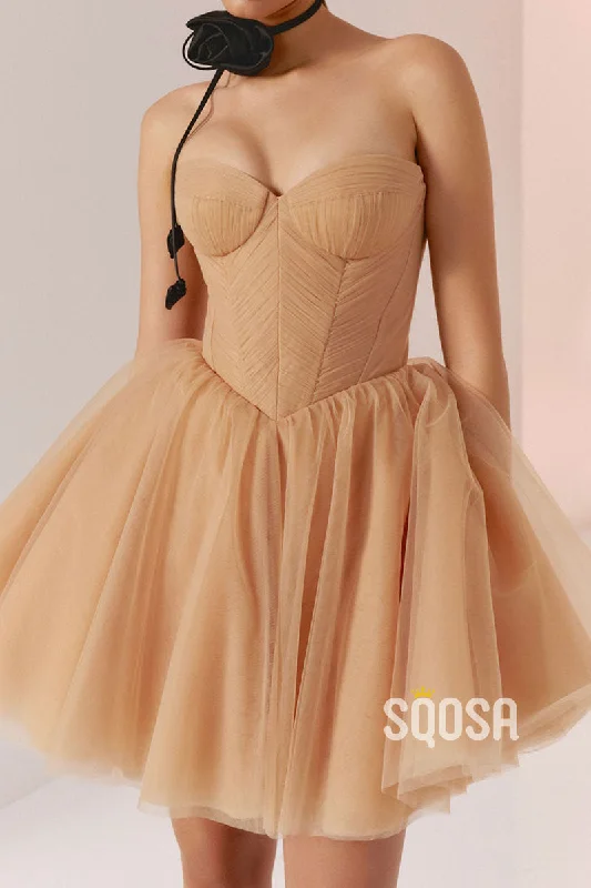 Casual Tulle A-Line Sweetheart Strapless Party/Homecoming Dress QS2535 Tunics Chic fashionable Casual Tulle A-Line Sweetheart Strapless Party/Homecoming Dress QS2535 Tunics Chic fashionable