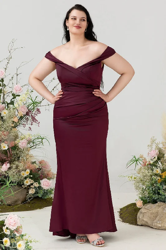 Mermaid Off The Shoulder Burgundy Plus Size Wedding Party Dress Tunics Recommended stylist Mermaid Off The Shoulder Burgundy Plus Size Wedding Party Dress Tunics Recommended stylist
