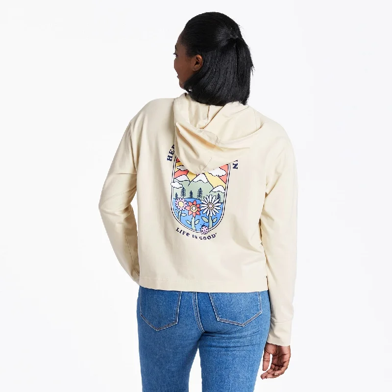 Life is Good Women's Here Comes The Sun Crusher-Flex Hoodie, Putty White Hoodie with Crew Neck Simple Timeless Life is Good Women's Here Comes The Sun Crusher-Flex Hoodie, Putty White Hoodie with Crew Neck Simple Timeless