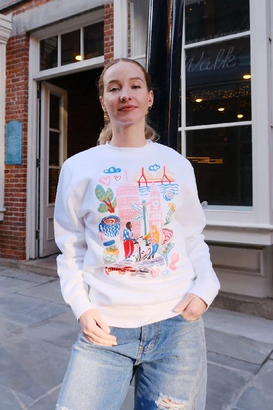 Boston Sketchbook Graphic Sweatshirt Hoodie with Elastic Waist Stretchable Comfortable Boston Sketchbook Graphic Sweatshirt Hoodie with Elastic Waist Stretchable Comfortable