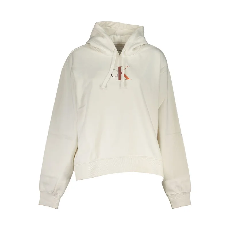 Chic White Fleece Hooded Sweatshirt Hoodie with Exposed Zipper Edgy Industrial
