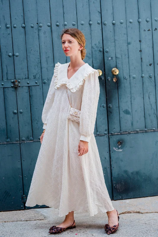 Midi Jackard dress with a Peter Pan collar Tunics Trousers formal