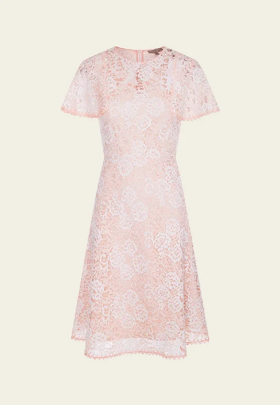 Cape-detail Embellished-trim Lace Dress Tunics Bridal satin