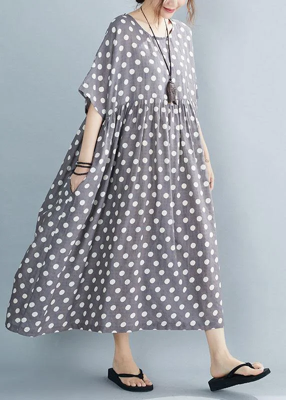 Italian Grey Dot Patchwork Summer Party Dresses Tunics Brand named