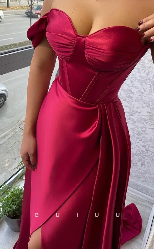 G3349 - Classic & Timeless A-Line Sweetheart One Shoulder Sweep Train Side Slit Draped Formal Party Dress Tunics Exclusive limited G3349 - Classic & Timeless A-Line Sweetheart One Shoulder Sweep Train Side Slit Draped Formal Party Dress Tunics Exclusive limited