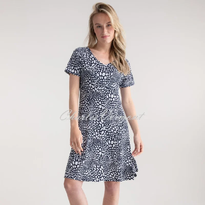 Marble Abstract Print Reversible Dress - Style 7922-103 (Navy) Tunics Chinos classic