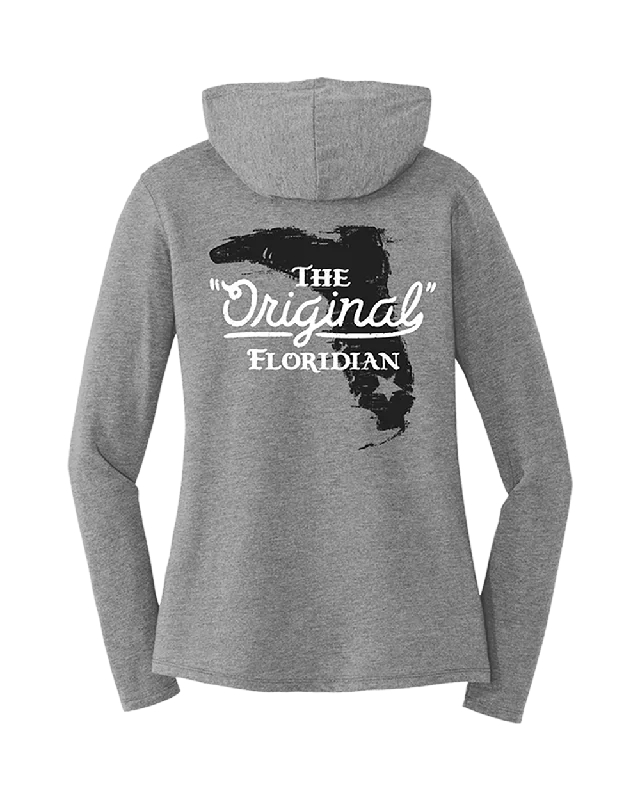 LADIES V-NECK HOODIE - ORFL - GREY Hoodie with Oversized Fit Loose Comfortable