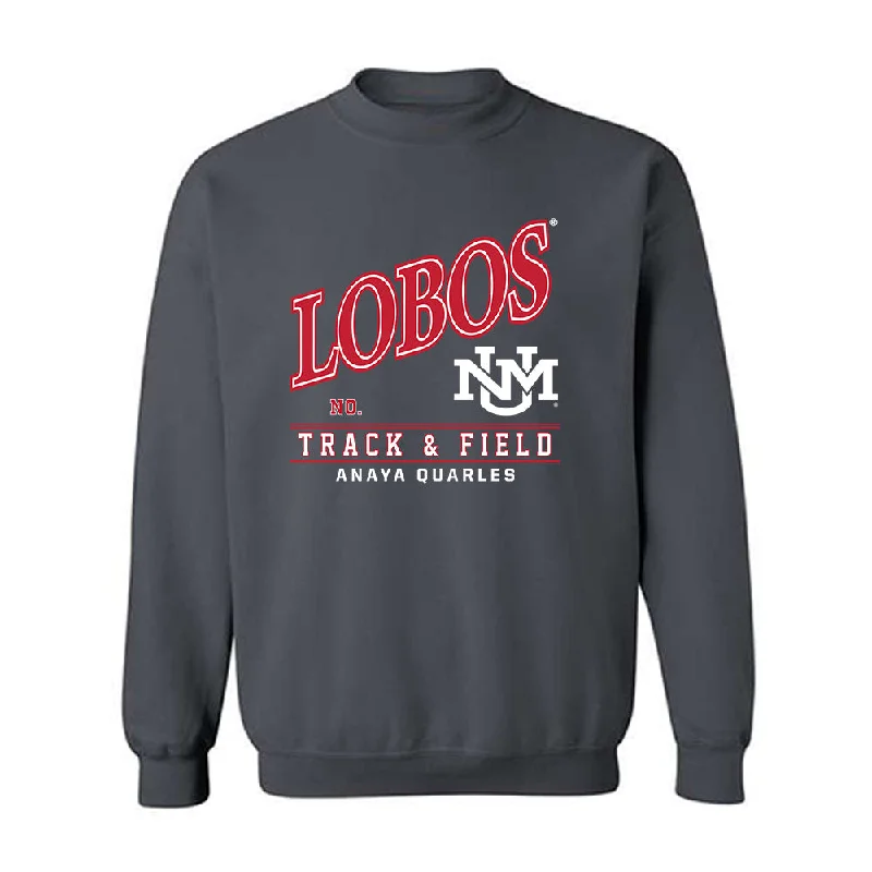 New Mexico - NCAA Women's Track & Field : Anaya Quarles - Crewneck Sweatshirt Hoodie with Zipper Placket Modern Functional New Mexico - NCAA Women's Track & Field : Anaya Quarles - Crewneck Sweatshirt Hoodie with Zipper Placket Modern Functional