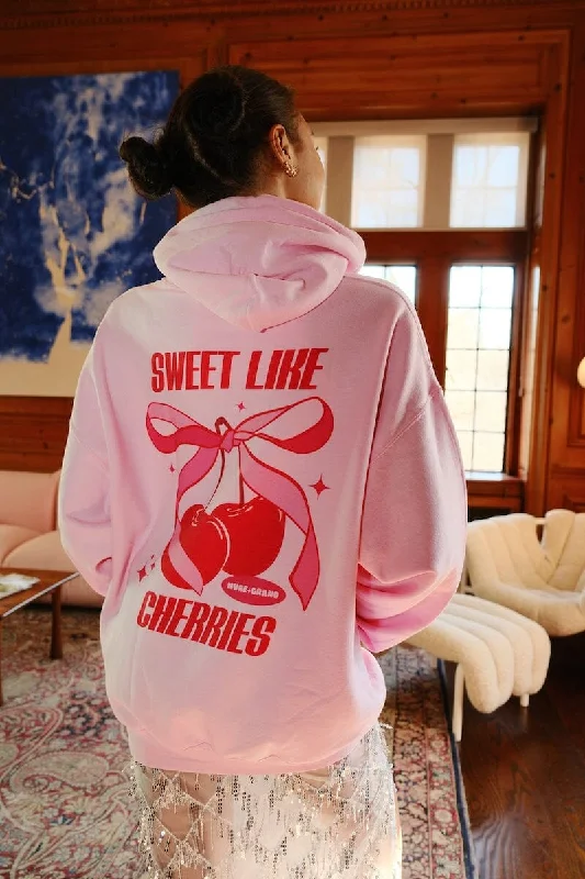 Sweet like Cherries Graphic Hoodie Hoodie with Exposed Zipper Edgy Industrial