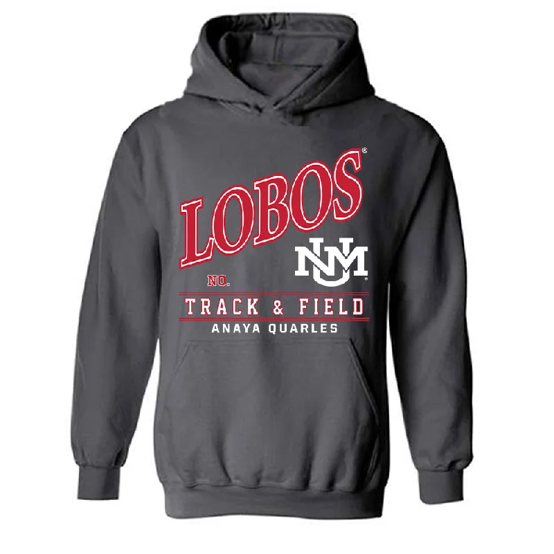 New Mexico - NCAA Women's Track & Field : Anaya Quarles - Hooded Sweatshirt Hoodie with Mock Neck Collared Structured New Mexico - NCAA Women's Track & Field : Anaya Quarles - Hooded Sweatshirt Hoodie with Mock Neck Collared Structured