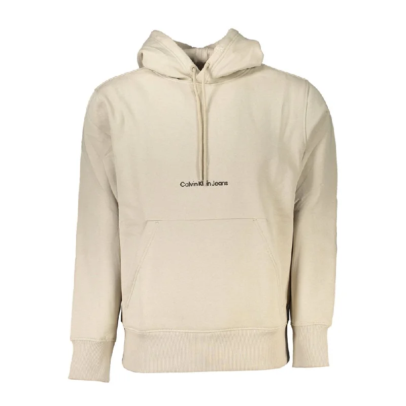 Beige Fleece-lined Hoodie - Timeless Comfort Hoodie with Mock Neck Collared Structured Beige Fleece-lined Hoodie - Timeless Comfort Hoodie with Mock Neck Collared Structured