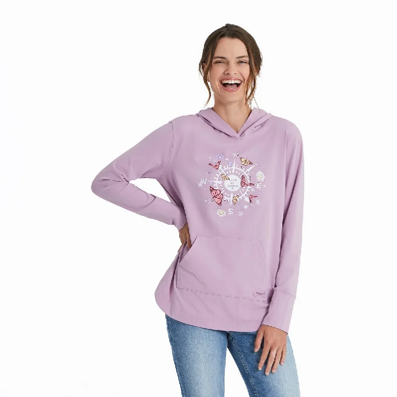 Life is Good Women's Butterfly and Floral Compass Crusher-FLEX Hoodie Tunic, Violet Purple Hoodie with Mesh Breathable Sporty Life is Good Women's Butterfly and Floral Compass Crusher-FLEX Hoodie Tunic, Violet Purple Hoodie with Mesh Breathable Sporty