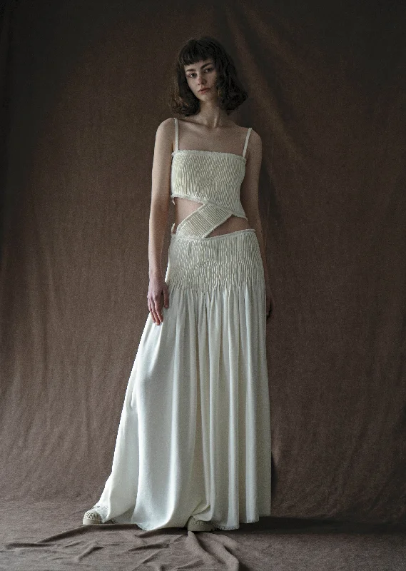 Nobody Wife Cream Long Dress Square Neckline Feminine