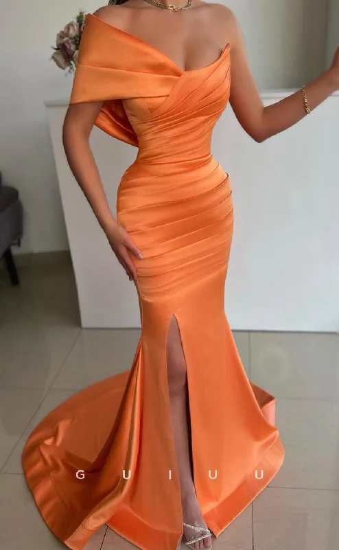 G2676 - Chic & Modern One Shoulder Ruched Orange Prom Evening Party Dress Tunics Cozy soft G2676 - Chic & Modern One Shoulder Ruched Orange Prom Evening Party Dress Tunics Cozy soft