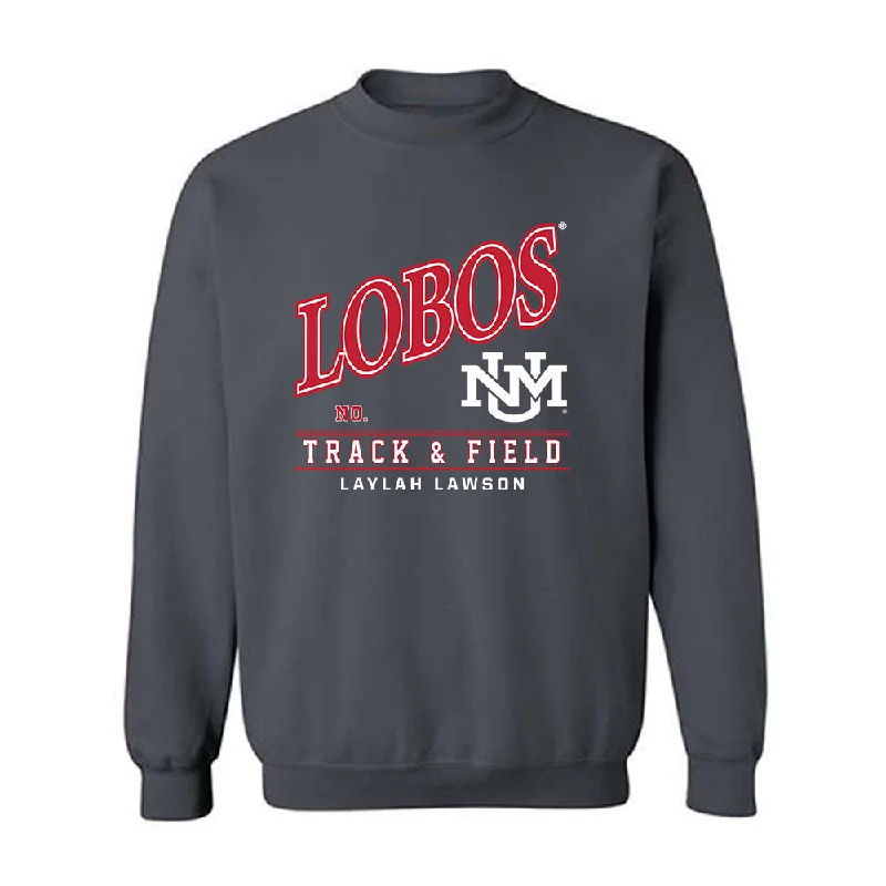 New Mexico - NCAA Women's Track & Field : Laylah Lawson - Crewneck Sweatshirt Hoodie with Hem Frayed Vintage Worn New Mexico - NCAA Women's Track & Field : Laylah Lawson - Crewneck Sweatshirt Hoodie with Hem Frayed Vintage Worn