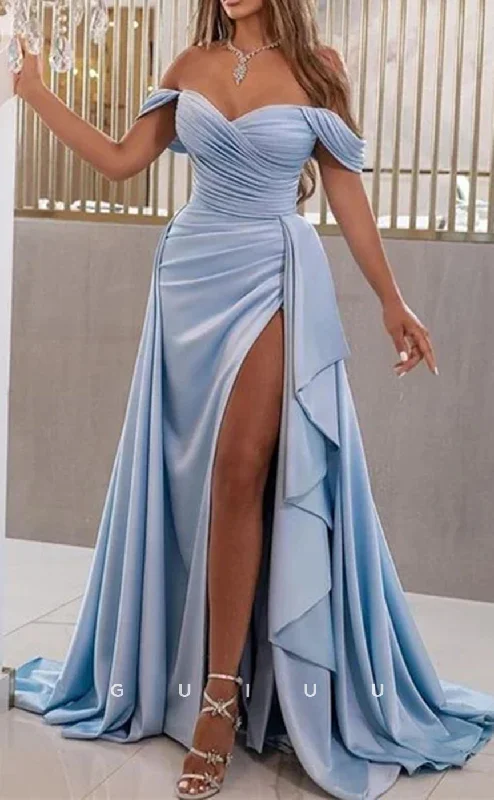 G2675 - Chic & Modern A-Line Off-Shoulder Long Prom Evening Party Dress Tunics Practical easy-care