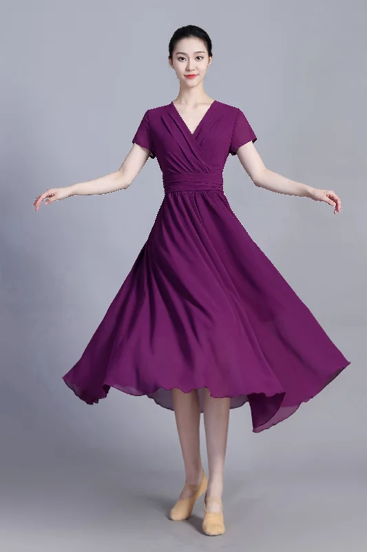 Summer Boho  Purple Swing Dress 3391# Tunics Luxurious high-end