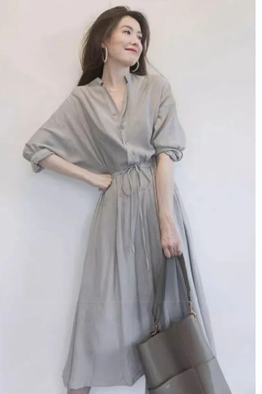 Maxi linen dress with drawstring waist 4331 Tunics Evening elegant