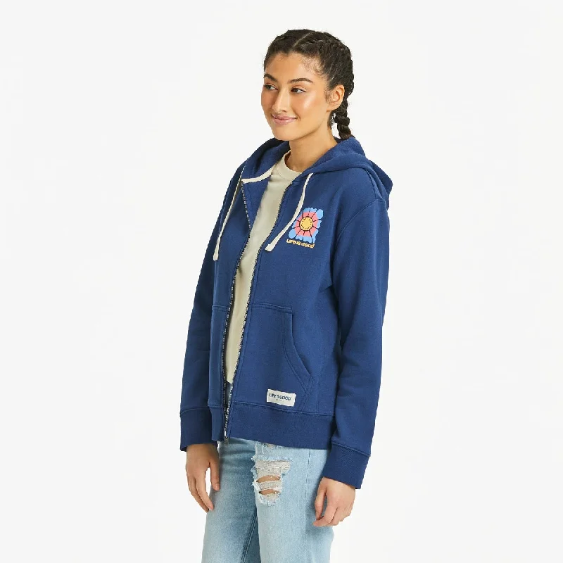 Life is Good Women's Good Vibes Floral Diamond Simply True Fleece Zip Hoodie, Darkest Blue Hoodie with Slim Fit Tailored Modern Life is Good Women's Good Vibes Floral Diamond Simply True Fleece Zip Hoodie, Darkest Blue Hoodie with Slim Fit Tailored Modern
