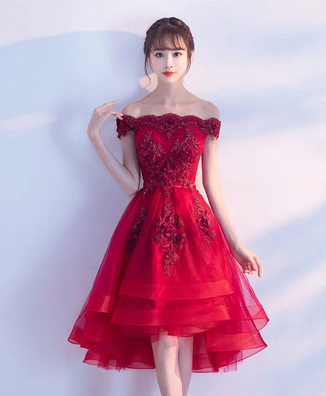 Cute Burgundy Lace Tulle Short Prom Dress, Burgundy Party Dress Tunics Sophisticated sleek Cute Burgundy Lace Tulle Short Prom Dress, Burgundy Party Dress Tunics Sophisticated sleek
