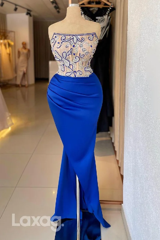 21797 - Strapless Beads Ruched Mermaid Formal Prom Party Dress with Slit Tunics Spring floral 21797 - Strapless Beads Ruched Mermaid Formal Prom Party Dress with Slit Tunics Spring floral