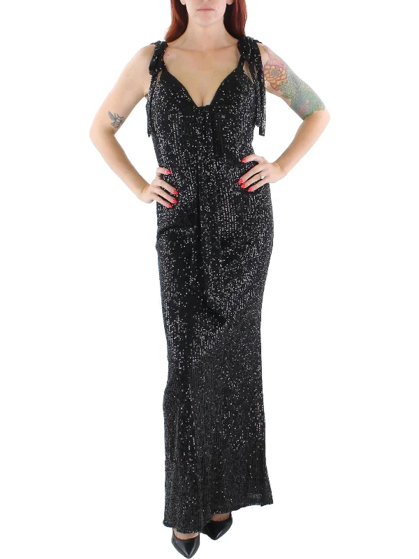 Womens Sequined Long Evening Dress Tunics stripes playful