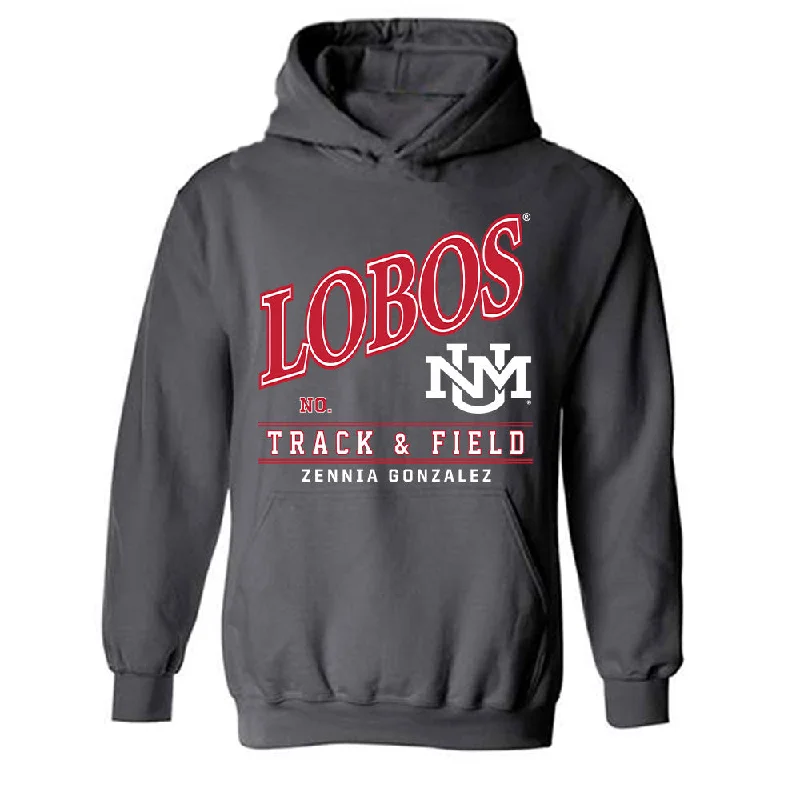 New Mexico - NCAA Women's Track & Field : Zennia Gonzalez - Hooded Sweatshirt Hoodie with Ribbed Cuffs Snug Fit Comfort New Mexico - NCAA Women's Track & Field : Zennia Gonzalez - Hooded Sweatshirt Hoodie with Ribbed Cuffs Snug Fit Comfort
