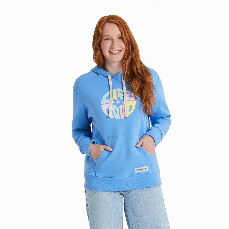 Life is Good Women's Daisy Circle Psychedelic Simply True Fleece Hoodie, Cornflower Blue Hoodie with Cuffed Sleeves Snug Secure Life is Good Women's Daisy Circle Psychedelic Simply True Fleece Hoodie, Cornflower Blue Hoodie with Cuffed Sleeves Snug Secure