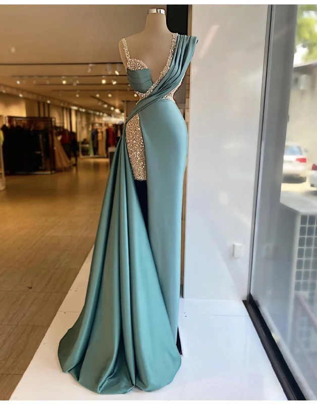 Sparkly Sequined Split Mermaid Evening Dresses Crystal Long Formal Prom Gowns Custom Made Plus Size Pageant Wear Party Dress SA1097 Mermaid Tail Wedding Sparkly Sequined Split Mermaid Evening Dresses Crystal Long Formal Prom Gowns Custom Made Plus Size Pageant Wear Party Dress SA1097 Mermaid Tail Wedding