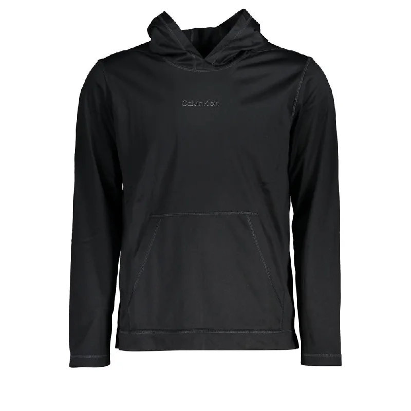 Sleek Black Hooded Sweatshirt With Logo Print Hoodie with Applique Textured Unique