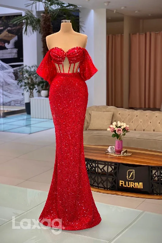 21829 - Sweetheart Red Mermaid Sparkly Prom Party Dress Tunics Fall fleece