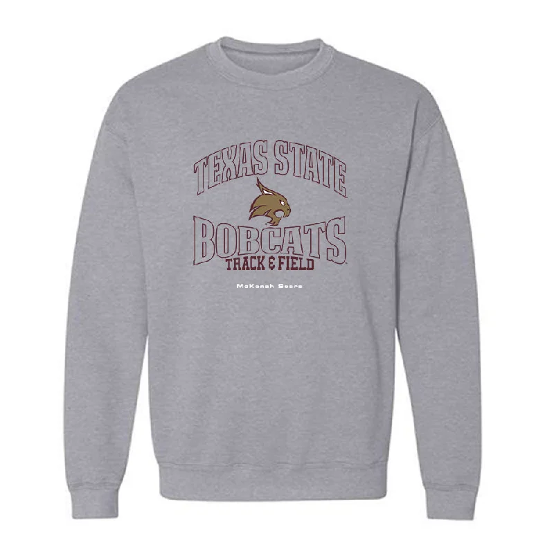 Texas State - NCAA Women's Track & Field : McKenah Sears - Crewneck Sweatshirt Hoodie with Puffed Sleeves Voluminous Trendy Texas State - NCAA Women's Track & Field : McKenah Sears - Crewneck Sweatshirt Hoodie with Puffed Sleeves Voluminous Trendy