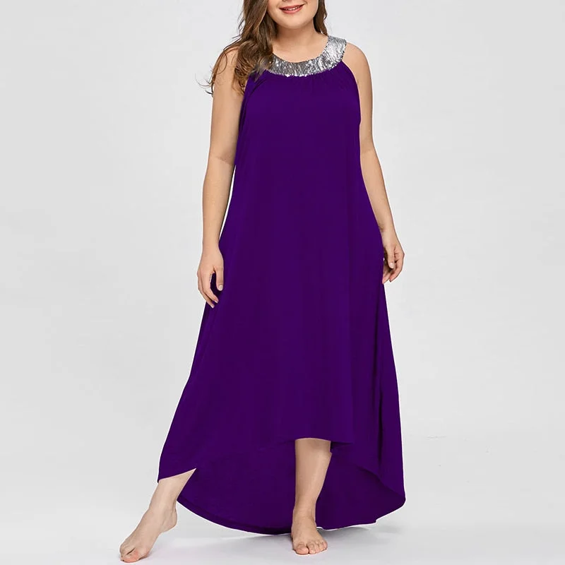 2019 Women Dress Summer Sexy O Neck Sleeveless Maxi Long Dresses Sequined Patchwork Casual Loose Asymmetrical Vestidos Plus Size Tunics Modern contemporary 2019 Women Dress Summer Sexy O Neck Sleeveless Maxi Long Dresses Sequined Patchwork Casual Loose Asymmetrical Vestidos Plus Size Tunics Modern contemporary