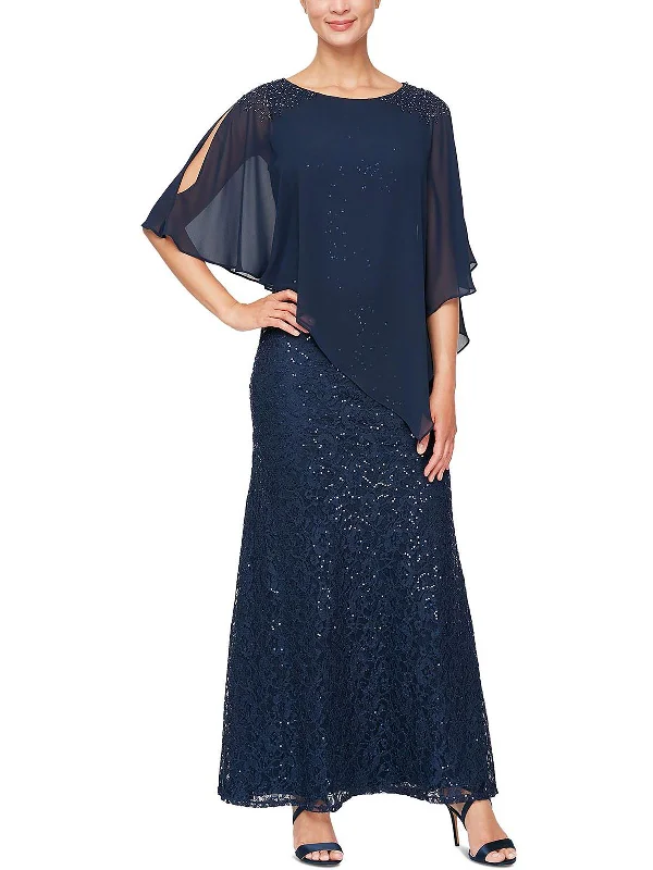 Womens Chiffon-Overlay Maxi Evening Dress Tunics Sale discount