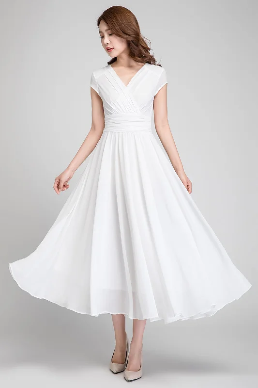 White empire waist fit and flare dress 1877 Tunics Velvet soft