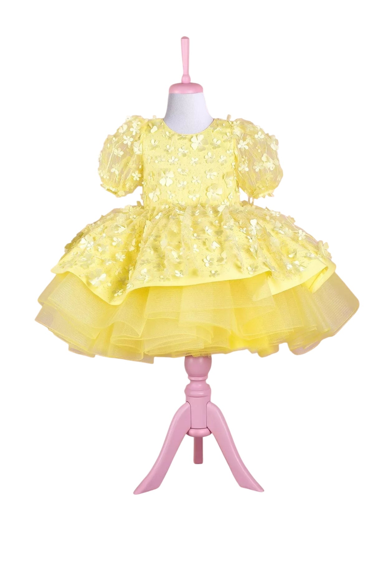 Fiona Yellow Party Dress - Layered sweetheart Neckline Romantic