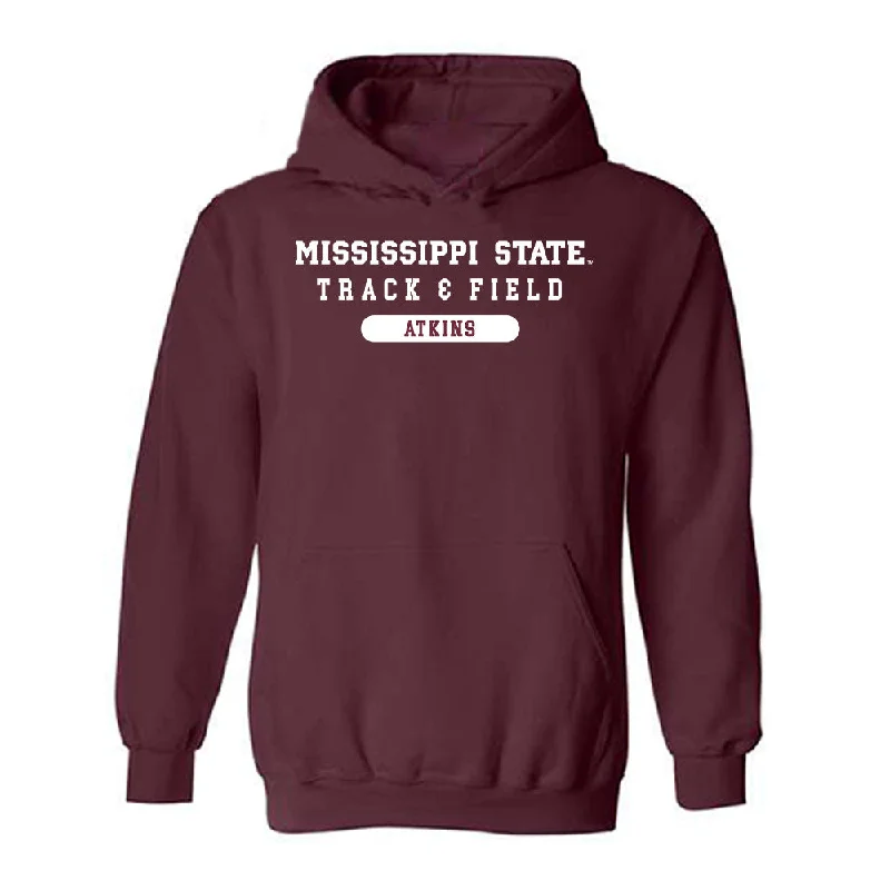 Mississippi State - NCAA Women's Track & Field : Rickea Atkins - Classic Shersey Hooded Sweatshirt Hoodie with Mock Neck Collared Structured Mississippi State - NCAA Women's Track & Field : Rickea Atkins - Classic Shersey Hooded Sweatshirt Hoodie with Mock Neck Collared Structured