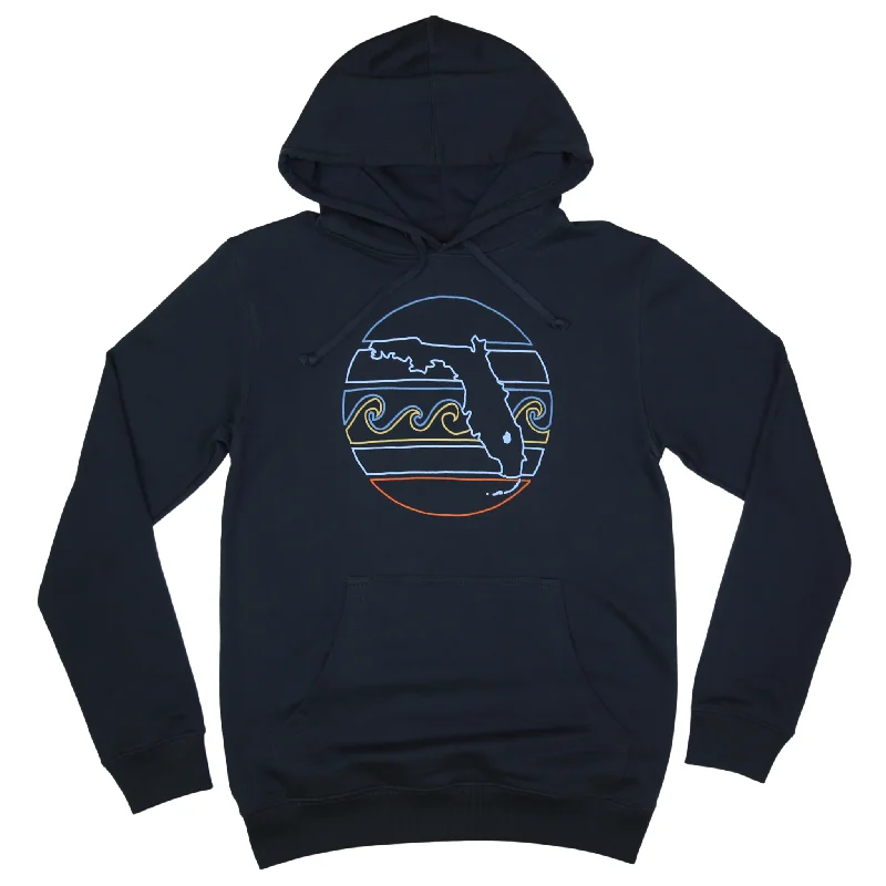 RETRO SUNSET OUTLINE UNISEX PIMA HOODIE - BLACK Hoodie with Slim Fit Tailored Modern RETRO SUNSET OUTLINE UNISEX PIMA HOODIE - BLACK Hoodie with Slim Fit Tailored Modern