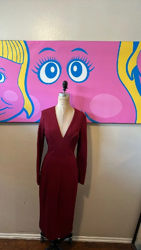 Tom Ford Burgundy V-Neck Long Sleeve  Dress Tunics Trousers formal