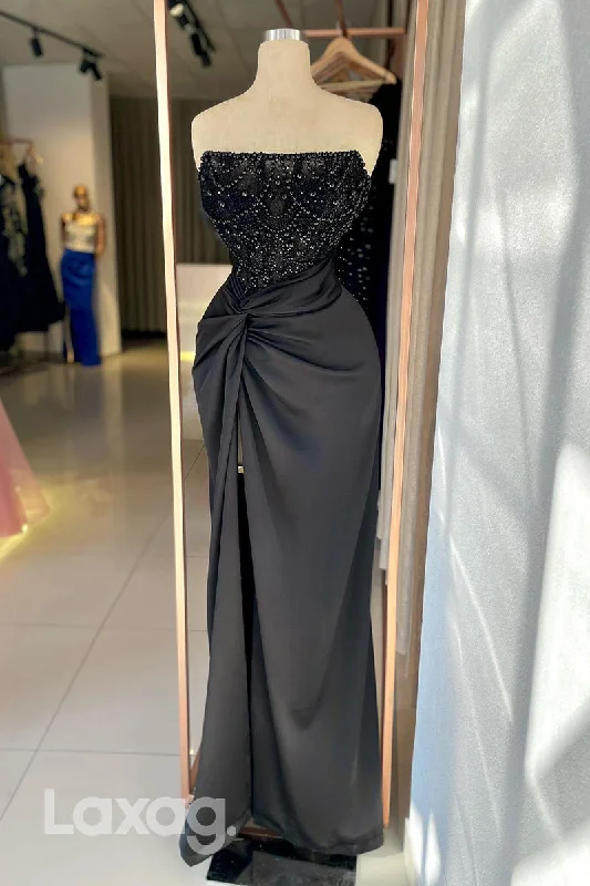 18749 - Strapless Beads Bodice Black Long Formal Evening Party Dress Pencil Length Work 18749 - Strapless Beads Bodice Black Long Formal Evening Party Dress Pencil Length Work