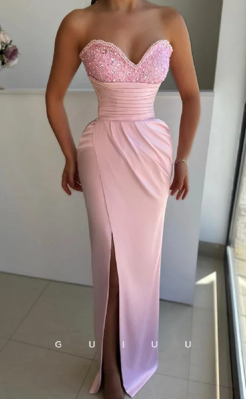 G2659 - Chic & Modern Sparkly Sweetheart Beaded Pink Long Prom Evening Party Dress Halter Neckline Beach G2659 - Chic & Modern Sparkly Sweetheart Beaded Pink Long Prom Evening Party Dress Halter Neckline Beach