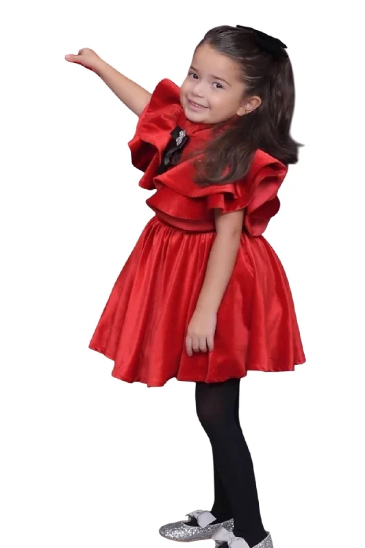 Josephine Red Party Dress Glittery Long Formal