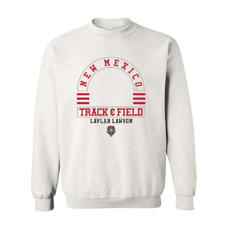 New Mexico - NCAA Women's Track & Field : Laylah Lawson - Classic Fashion Shersey Crewneck Sweatshirt Hoodie with Hem Applique Textured Unique New Mexico - NCAA Women's Track & Field : Laylah Lawson - Classic Fashion Shersey Crewneck Sweatshirt Hoodie with Hem Applique Textured Unique