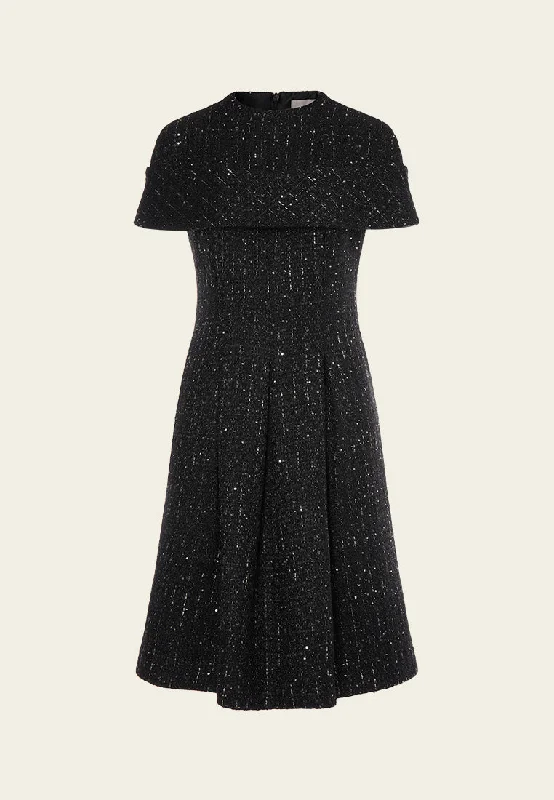 Cape-detail Sequin-detail A-line Dress Tunics Lace romantic