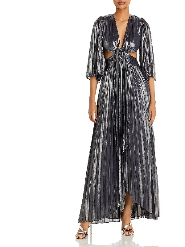 Angel Womens Metallic Pleated Evening Dress empire Waist empire